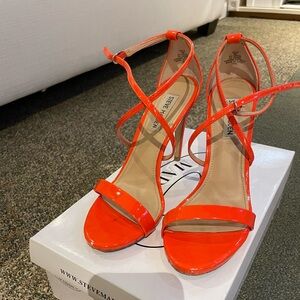 Steve Madden Feliz Tomato Red Strappy Heels - Size 8